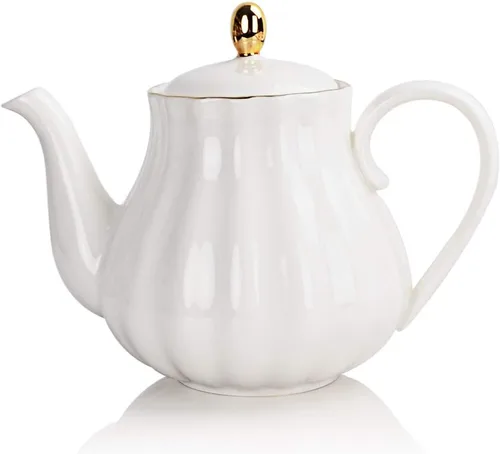 Vista 13 de Sweejar Royal Teapot, tetera de cerámica con infusor extraíble de acero inoxidable, tetera de hojas sueltas y florecientes, 28 onzas (jade)