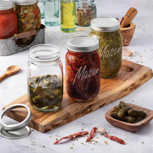 Vista 3 de Paksh Novelty Tarros Mason de boca ancha con tapas de 32 onzas – Tarros de conservas Mason de un cuarto de galón, tarro grande de boca ancha