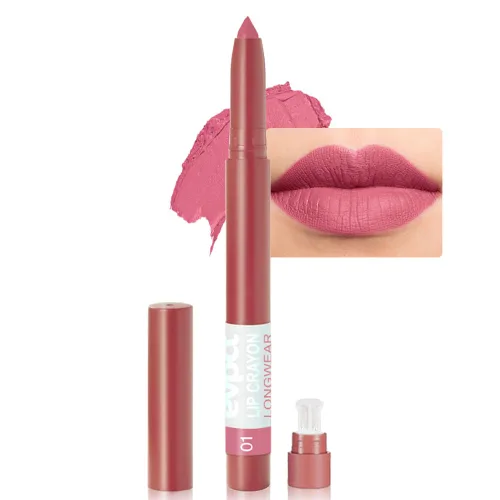 Vista 9 de BINGBRUSH Combo de delineador de labios y lápiz labial 2 en 1, lápiz labial mate, de larga duración, impermeable, lápiz labial, a prueba de manchas