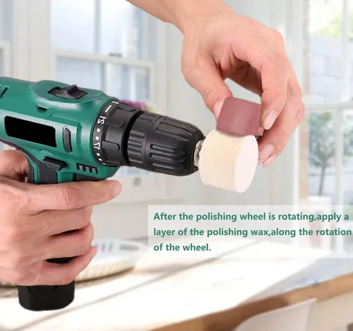 Vista 8 de 6 piezas de rueda de pulido para taladro, almohadilla de pulido, herramienta de pulido en forma de rueda para metal aluminio, acero inoxidable