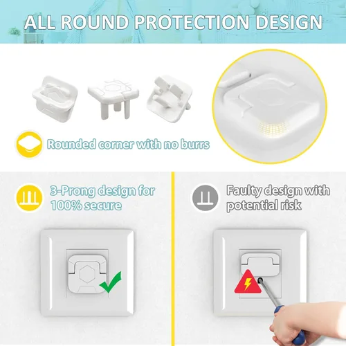 Vista 6 de 4our Kiddies Cubiertas de toma de corriente a prueba de bebés (paquete de 60) - Protectores de enchufe eléctrico de seguridad infantil para evitar