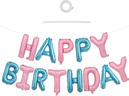 Vista 63 de TONIFUL Pancarta de Globos Negros de Feliz Cumpleaños de 16 Pulgadas con Letras de Papel de Aluminio Mylar, Cartel Banderín Reutilizable