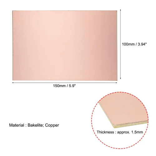Vista 3 de uxcell Placa de circuito PCB laminado revestido de cobre de un solo lado, 5.906x3.937 in 5.91x3.94 pulgadas, 0.059 in de espesor DIY Prototipado PCB