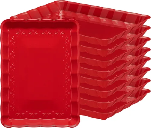 Vista 21 de Plasticpro - Bandejas de plástico para servir, rectangulares, 9 x 13 pulgadas, plato desechable para fiesta, 4 bandejas negras