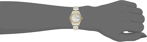 Vista 4 de Citizen Eco-Drive Corso - Reloj de cuarzo para mujer, acero inoxidable, clásico, dos tonos (Modelo EW3144-51A), Bitono, Pantalla analógica