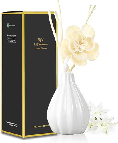 Juego de difusor de junco, fragancia para el hogar y difusor decorativo, juego de aceite de aromaterapia con flores secas, varillas difusoras de