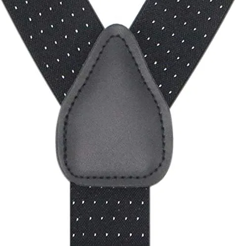 Vista 2 de Timiot Tirantes con botón trasero en Y de 1.4 pulgadas para hombres con elegantes extremos de botón de cuero, elásticos de larga duración, última