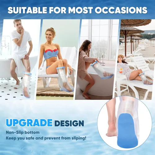 Vista 6 de Waterproof Extra Wide Leg Cast Cover for Shower with Non-Slip Bottom for Leg Cast Protector for Surgery Wounds, Bandage, Large Cast, Knee