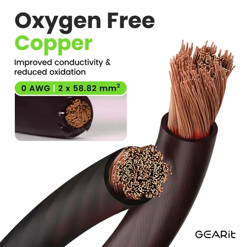 Vista 2 de GEARit Cable de tierra de cobre libre de oxígeno OFC calibre 1/0 (25 pies - negro translúcido) 0 AWG - Cable principal automotriz