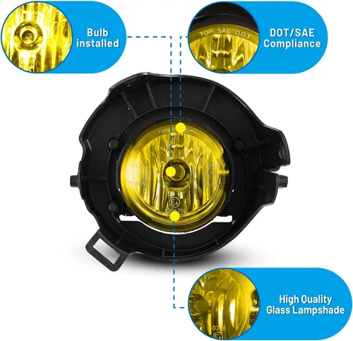 Vista 4 de Luces antiniebla para Nissan 2005-2009 Frontier / 2005-2012 Pathfinder Lámparas Asamblea Conductor Pasajero Reemplazo Amarillo Ámbar