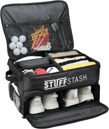 STUFFSTASH Organizador de maletero de golf, fuerte, no se derrumba. Compartimentos para zapatos, divisores, almacenamiento para camisetas, guantes,