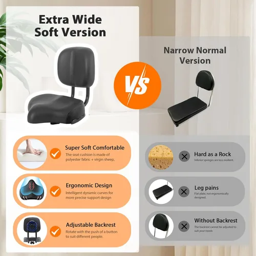 Vista 6 de Bike Seat with Backrest, Oversized Comfortable Ergonomic Design Bicycle Saddle for Men and Women Adjustable Height Bike Saddle for Tricycle City