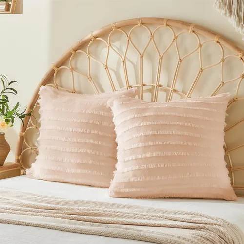 Vista 24 de BEDELITE - Juego de 2 fundas de almohada de vellón y franela estándar, supersuaves, con cierre, acogedoras, de terciopelo mullido, para todas