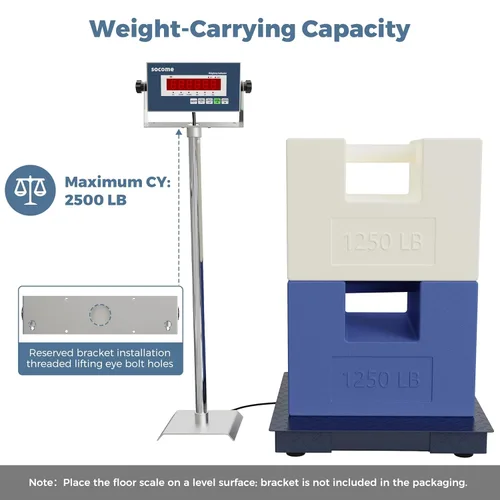 Vista 3 de Báscula de suelo resistente de 24 x 24 pulgadas, pesaje de precisión de palés con indicador digital para envío de almacén