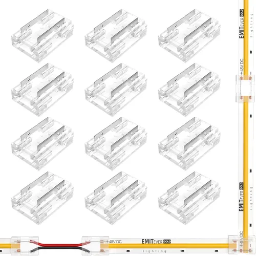 Vista 10 de EMITEVER Conectores de tira LED de 0.394 pulgadas, 12 piezas, conector de esquina LED en forma de L, sin soldadura, cinta transparente sin