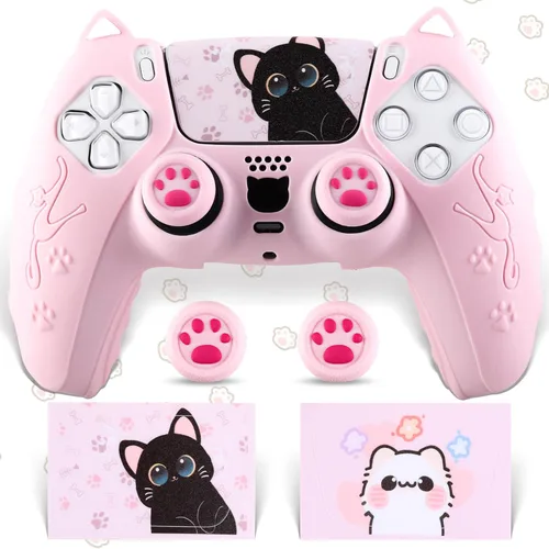 Vista 6 de Kit de piel antideslizante para controlador SoAegis, con 2 cubiertas de agarre para pulgar y 2 bases elevadas, funda de controlador de silicona