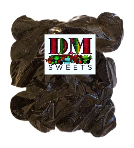 Vista 2 de Ruedas de regaliz negro - 1 libra de regaliz dulce fresco a granel. Aproximadamente 40 ruedas por bolsa