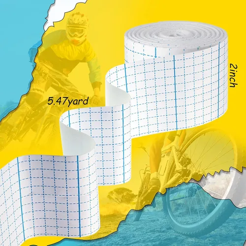 Vista 2 de Nuanchu Rollo de cubierta no tejida de 4 rollos de cinta elástica no tejida, vendajes adhesivos no tejidos, cinta de vendaje transpirable, vendajes