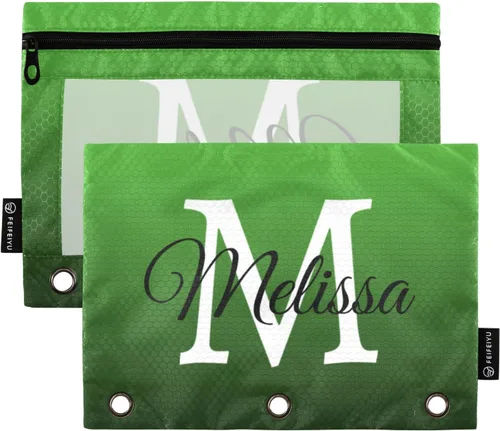 Vista 21 de Estuche para lápices personalizado degradado morado para 3 anillas, bolsa de lápices personalizada con cremallera, estuche transparente