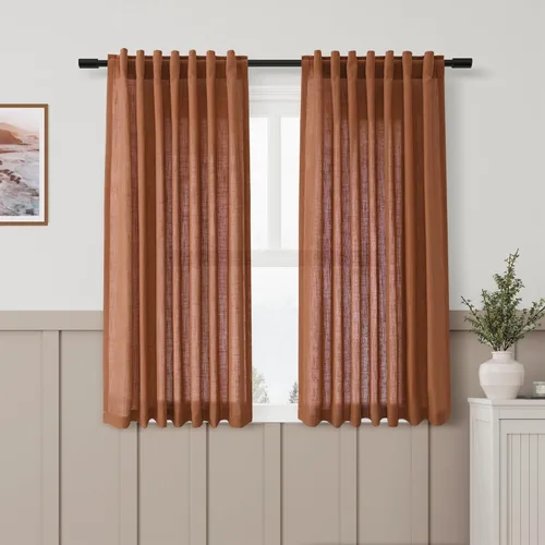 Vista 248 de Aersas Aqua Green Linen Curtains 84 Inches Long 2 Panels Set Back Tab Rod Pocket Living Room Curtain Farmhouse Rustic Light Filtering Hook Drapes