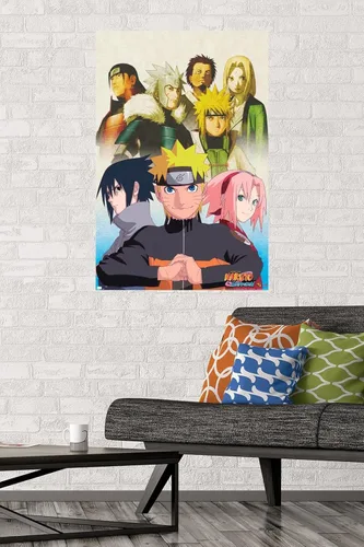 Vista 3 de Trends International Naruto Shippuden - Póster de pared de arte clave, 14.725 x 22.375 pulgadas, versión enmarcada de madera de granero