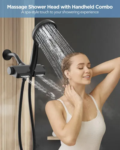 Vista 5 de MakeFit Brazo de ducha, brazo universal de tubo de ducha montado en la pared de 6 pulgadas con brida y cinta de teflón, brazo de extensión de acero