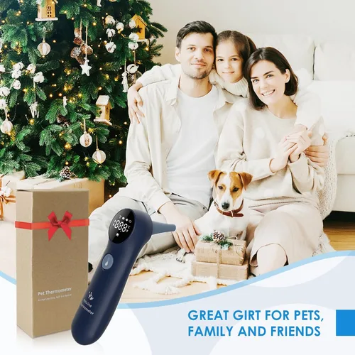 Vista 7 de Termómetro de orejas para mascotas, para perros, gatos y ganado, diseño de sonda larga, botón dedicado de conversión de ℃/℉ e interruptor de sonido