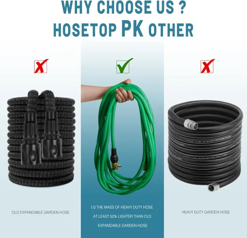 Vista 4 de 25ft Garden Hose Expandable Water Hose with 4 Layer Latex Core & 3/4 inch Solid Brass Fittings, Flexible Lightweight Water Hose Pipe, Lightweight &