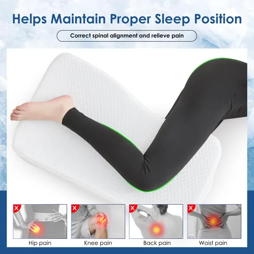 Vista 6 de Almohada refrescante de piernas para personas que duermen de lado, almohada de rodilla de tela 100% refrescante para dormir de lado, almohada