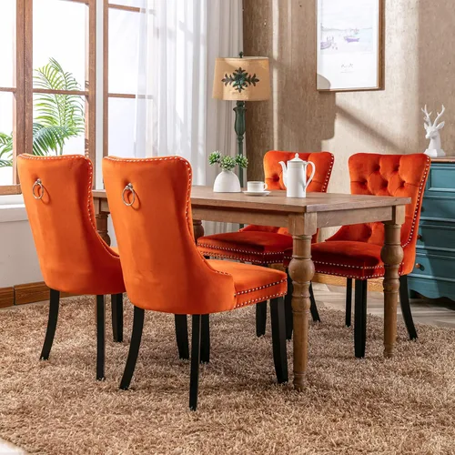 Vista 211 de ODUSE-DAILY - Juego de 2 sillas de cocina y comedor de terciopelo beige, con capitoné, tapizadas en terciopelo, estructura de madera maciza