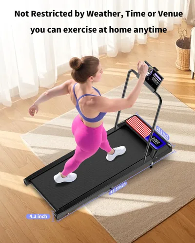 Vista 4 de HCOIW Caminar con almohadilla inclinada y barra de mango, mini máquina para caminar 3 en 1, caminadora de bajo ruido de 2.5 HP para el hogar