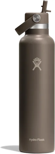 Vista 24 de Hydro Flask Botella de agua – Acero inoxidable aislado – Tapa flexible con pajita de boca estándar, antiderrames, a prueba de fugas y recargable