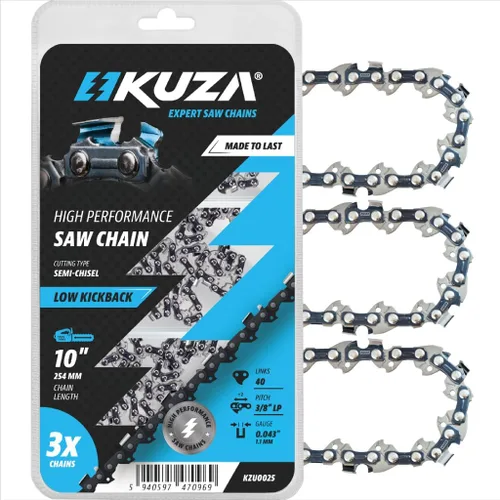 Vista 22 de Cadena de motosierra premium de 8 pulgadas, paso LP de 3/8", calibre .043", 33 eslabones de transmisión, compatible con Ryobi P4361, P5452