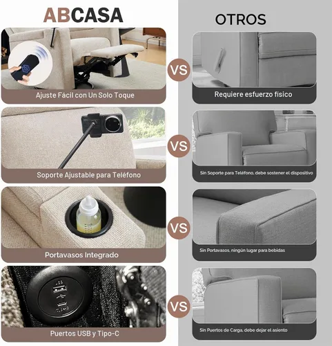 Vista 6 de ABCASA Mecedora reclinable eléctrica para guardería, planeador giratorio Chenille-marrón claro