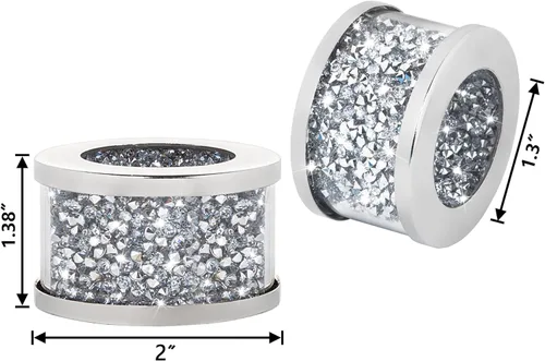 Vista 2 de SHYFOY Servilletero de diamante plateado con marco de cristal, juego de 4 piezas, juego de 4 piezas, soporte de tela con hebilla de servilleta