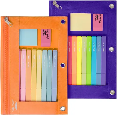 Vista 16 de Mr. Pen - Estuche para lápices de 2 piezas - Estuche con cremallera para lápices para carpeta de 3 anillas