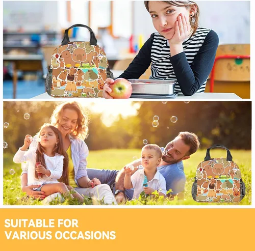 Vista 2 de Lonchera para niños – Bolsas de almuerzo con aislamiento medio con correa para el hombro – Bonita lonchera para niños y niñas – Bolsa de almuerzo