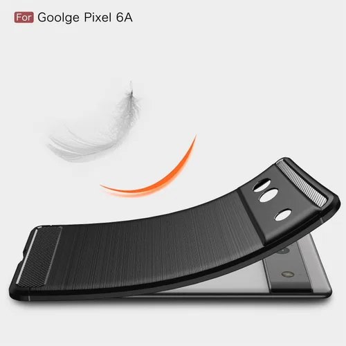 Vista 7 de Funda compatible con Google Pixel 6a, diseño de textura de fibra de carbono, absorción de golpes antiarañazos, ajuste delgado, color negro