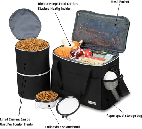 Vista 7 de BAGLHER Bolsa de viaje para perros, mochila de suministros para mascotas, bolsa de almacenamiento de 5 piezas con correa para el hombro, 2