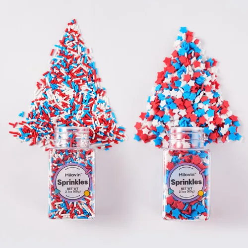 Vista 15 de Chispas comestibles de Navidad para hornear, chispas de Navidad, chispas de nonpareils, chispas rojas y verdes para galletas, magdalenas, fresas