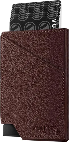 Vista 21 de VULKIT Cartera de tarjetas desplegable con bloqueo RFID, funda delgada de aluminio para tarjetas bancarias con bolsillo para dinero de negocios