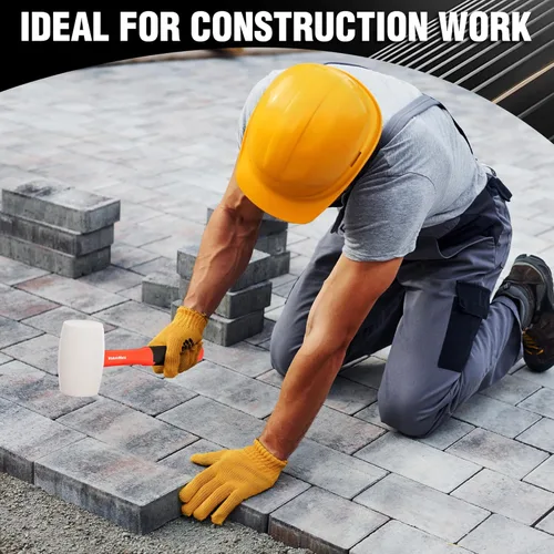 Vista 9 de ValueMax Martillo de mazo de goma de 16 onzas, mango de fibra de vidrio, cabeza sólida, mazo de goma para pisos, estacas de tienda, carpintería