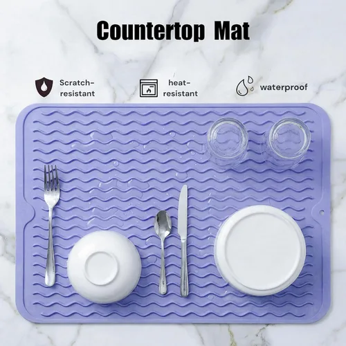 Vista 624 de MicoYang Alfombrilla de Silicona para Secar Platos de Múltiples Usos, Fácil de Limpiar, Ecológica, Alfombrilla de Silicona Resistente al Calor