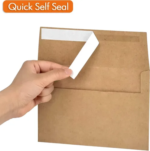 Vista 5 de Sobre pequeño A1 – Mini sobres de papel kraft marrón Autosellado Sobres de tamaño perfecto para personalizar tarjetas de regalo, sobres de boda