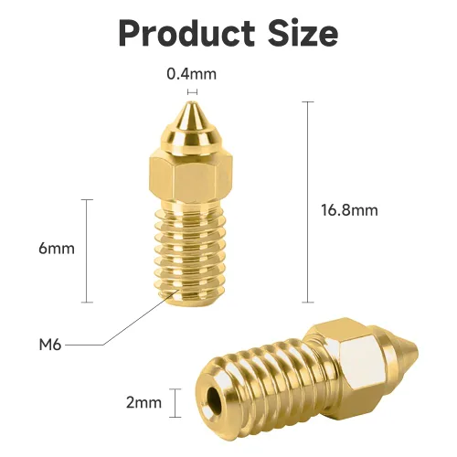 Vista 3 de Creality Boquilla oficial Ender 3 V3 SE, 5 boquillas extrusoras M6 de alta velocidad de 0.016 in, boquilla extrusora 3D de latón resistente al