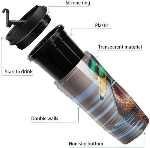 Vista 2 de VIDI Mallard Duck Tumblers Insulated Travel Coffee Mug Reusable Iced Coffee Cup Leak-Proof Double-Walled Plastic Mugs with Lid for Hot Or Cold