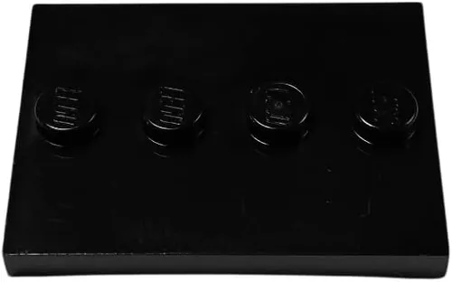 Vista 2 de Lego Partes: Azulejo, Modificado 3 x 4 con 4 pernos en el centro - Minifigure Display Base Collector Series (negro) por