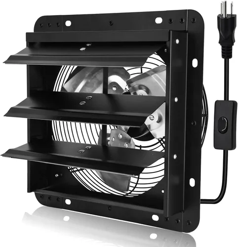 Vista 14 de Criditpid 14 Inch Shutter Exhaust Fan with Speed Controller, 1088 CFM High Speed Vent Fan with Adjustable Thermostat, 1700 RPM Wall Mounted Kitchen