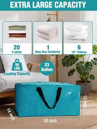 Vista 3 de WORKPRO 1 paquete de bolsas de mudanza extra grandes con cremalleras y asas de transporte, correas de mochila, bolsa de almacenamiento resistente