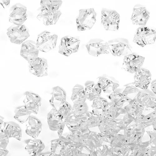 Vista 12 de PMLAND Rocas de hielo falsas transparentes – 180 piezas grandes de gemas acrílicas negras trituradas de diamantes de plástico para centros de mesa